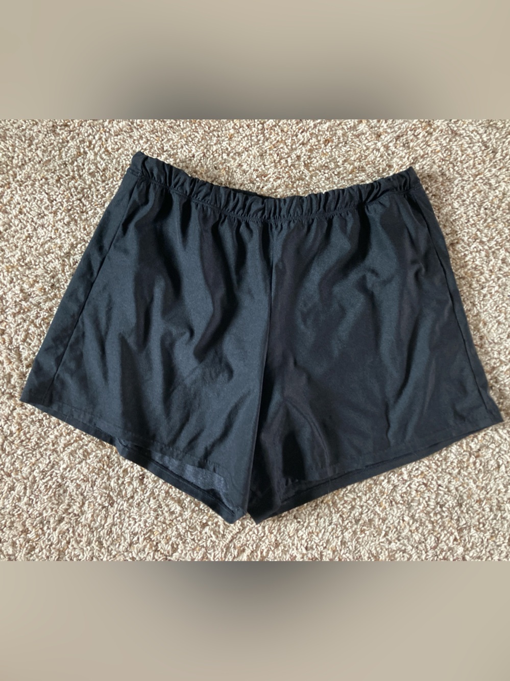 Women's Black Athletic Swim Shorts with Elastic Waist